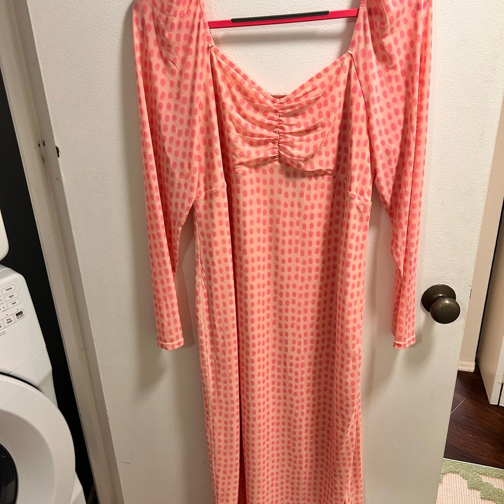 House of Aama for Target Peach Polka Dot Long-Sleeve Dress